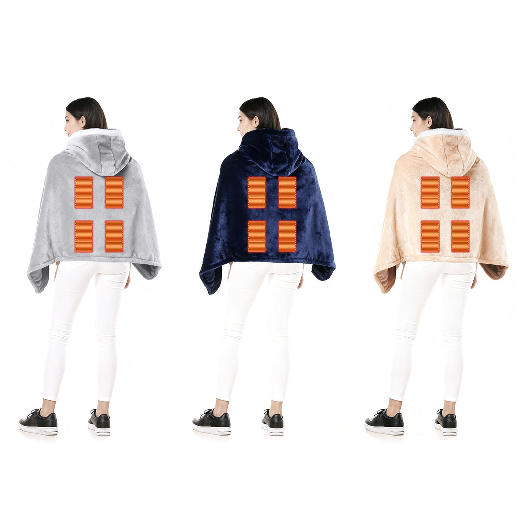 Wearable Heated Throw Blanket With 20000mah Battery Pack Double Sided Flannel Portable Electric Heating Hoodie For Women Men Machine Washable 3 Heating Levels Battery Operated
