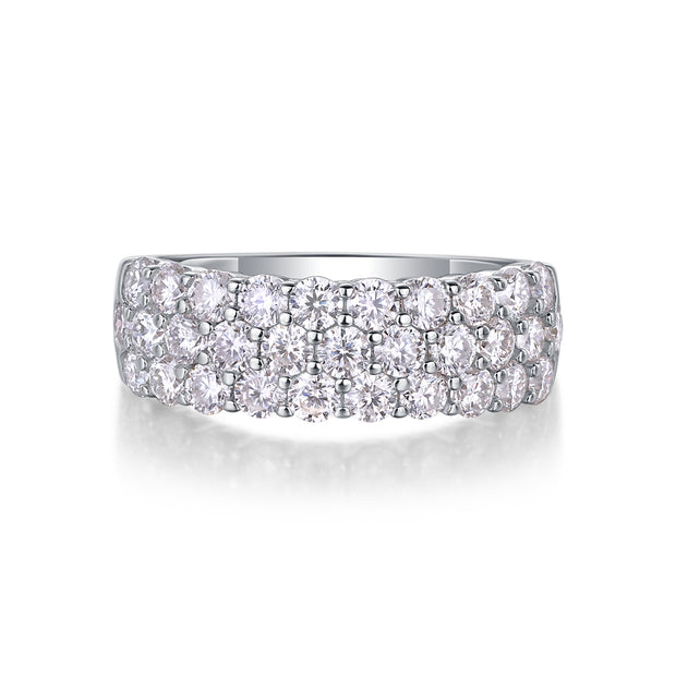 Multi-row Diamond Ring Luxury Fashion Set Moissanite Silver Ring