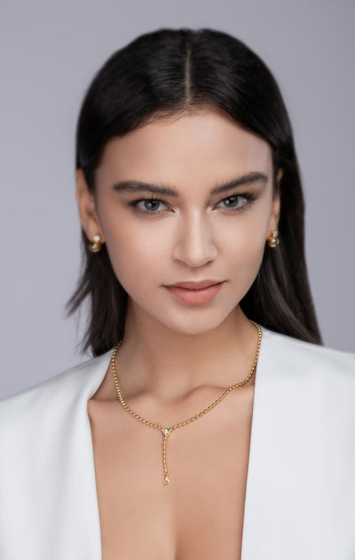 Time Interlaced - A Trendy Diamond Jewelry Necklace Pendant Set