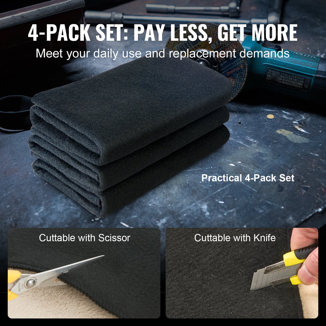 Carbon Felt Welding Blanket 4 Pack, 37" X 36" Flame Retardant Welding Blanket, Up To 1800°F Heat Resistant Blanket Set, Cuttable Carbon Fiber Fire Retardant Insulation Welding Mat Pad