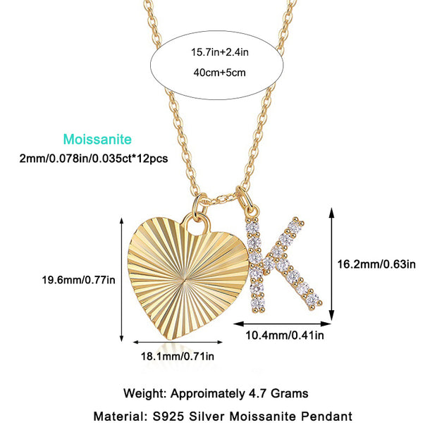 Heart Of Hearts Luxurious Fashion Diamond Pendant Necklace Set With Mosan Diamond Silver Ornaments