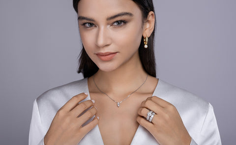 Vanilla - A Fashionable And Luxurious Jewelry Piece Set With 3-carat Moissanite S925 Sterling Silver And Platinum-plated Diamond