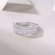Multi-row Diamond Ring Luxury Fashion Set Moissanite Silver Ring