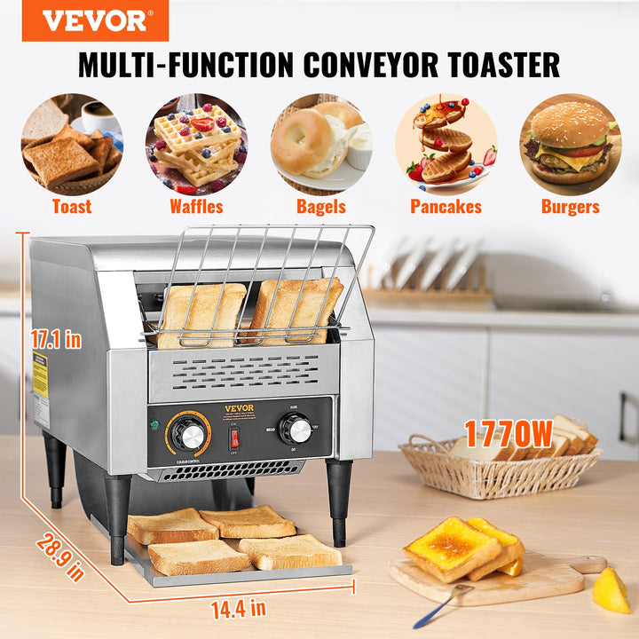 Commercial Conveyor Toaster, 300 Slices/Hour Conveyor Belt Toaster