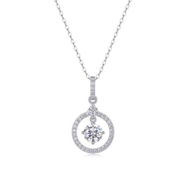 Love Ring - A Fashionable And Luxurious Diamond Jewelry Pendant Set With 1-carat Moissan Diamond S925 Sterling Silver And Platinum Plating