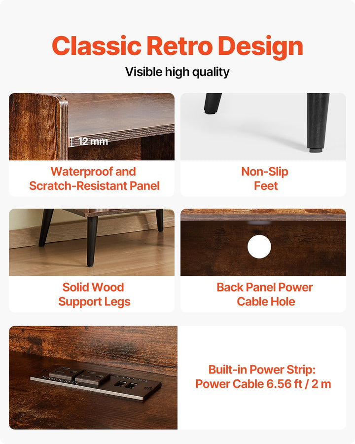 Record Player Stand With LED Light, 3 Tiers Turntable Stand With Charging Station & USB Ports, Holds Up To 150 Albums, Vinyl Record Storage Cabinet With Display Shelf For Bedroom, Living Room