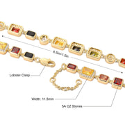 Vintage 18K Gold Plated Gemstone Hand Chain Multi Colored Gem Stone JEWELRY Cubic Zirconia Colorful CZ Bracelet For WOMEN MEN