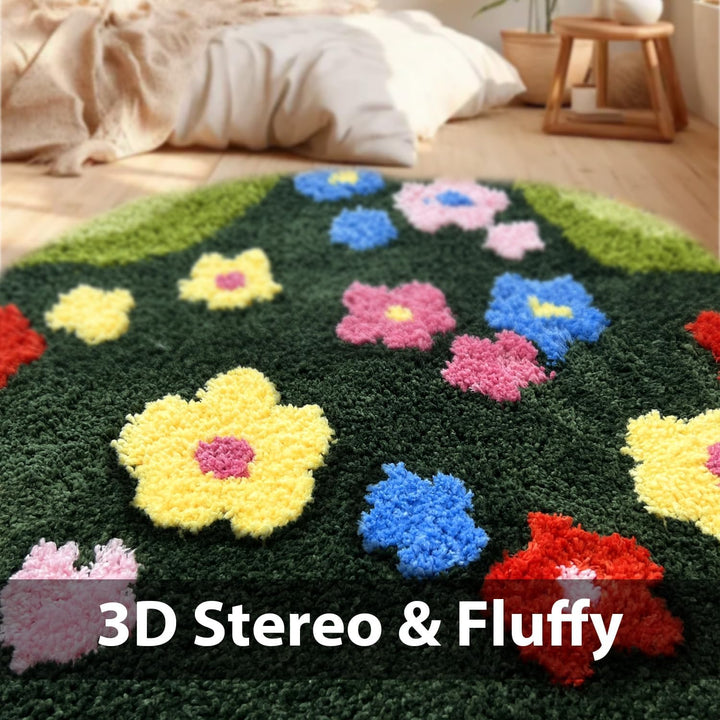 3d Moss Rug Washable Rainbow Rug For Girl Nursery, Small Rug 2X 5 FT Colorful Area Rugs For Kids Bedroom, Non-Slip Soft Polka Dot Carpet Kids Rugs For Classroom Playroom Tent Castle