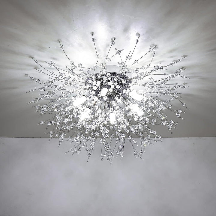 Crystal Flush Mount Ceiling Light, Modern Sputnik Firework Close To Ceiling Lamp, LED Ceiling Light