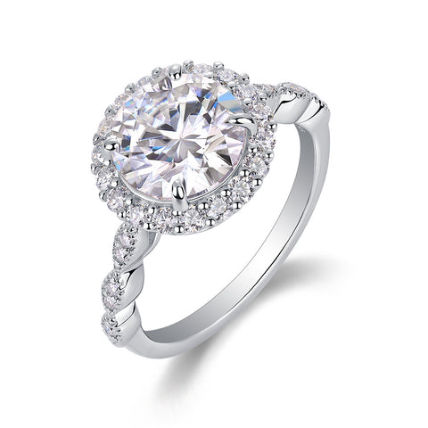 Starlight Shining - A Fashionable Jewelry Ring Set With 3-carat Moissanite S925 Sterling Silver And Platinum-plated Diamond