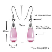 Emma Manor 14k White Gold Plated Water Drop Moonstone Women Jewelry Set --Pendant Necklace And Earrings