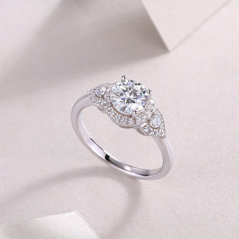 Luxury Fashion Large Diamond Wedding Ring With Moissanite Silver Ring