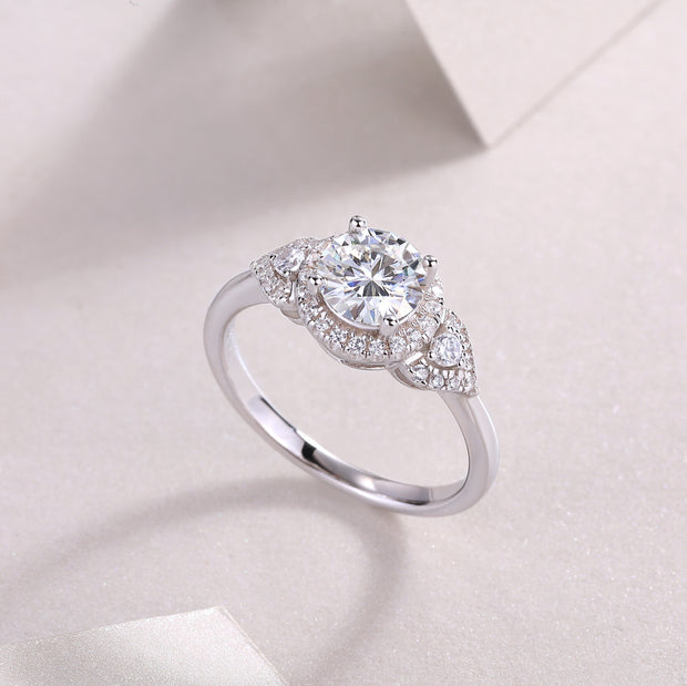 Luxury Fashion Large Diamond Wedding Ring With Moissanite Silver Ring