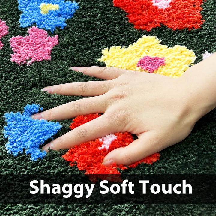 3d Moss Rug Washable Rainbow Rug For Girl Nursery, Small Rug 2X 5 FT Colorful Area Rugs For Kids Bedroom, Non-Slip Soft Polka Dot Carpet Kids Rugs For Classroom Playroom Tent Castle